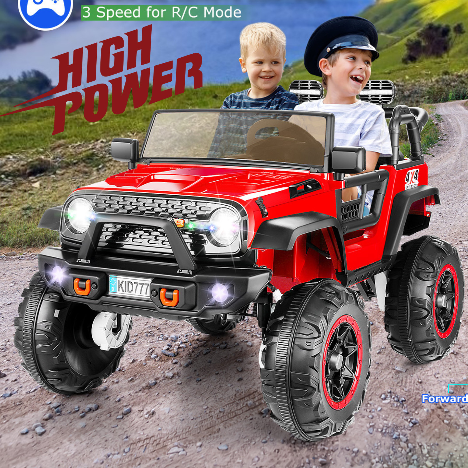 24V Kids Car Toy Ride on Truck Power Wheels w/Remote 2.4G Bluetooth LED Lights-