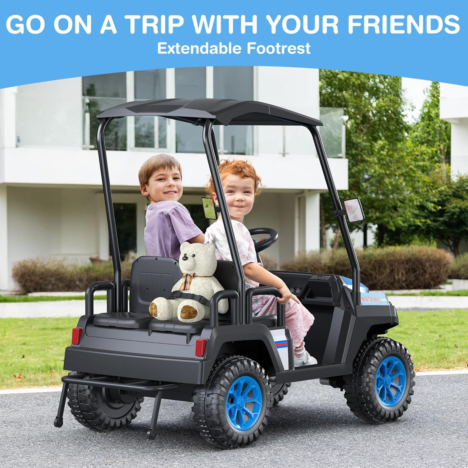 R9 24V Ride on Toys for Big Kids, 4-Seater Kids’ Car, Golf Cart Max. Capacity: 2