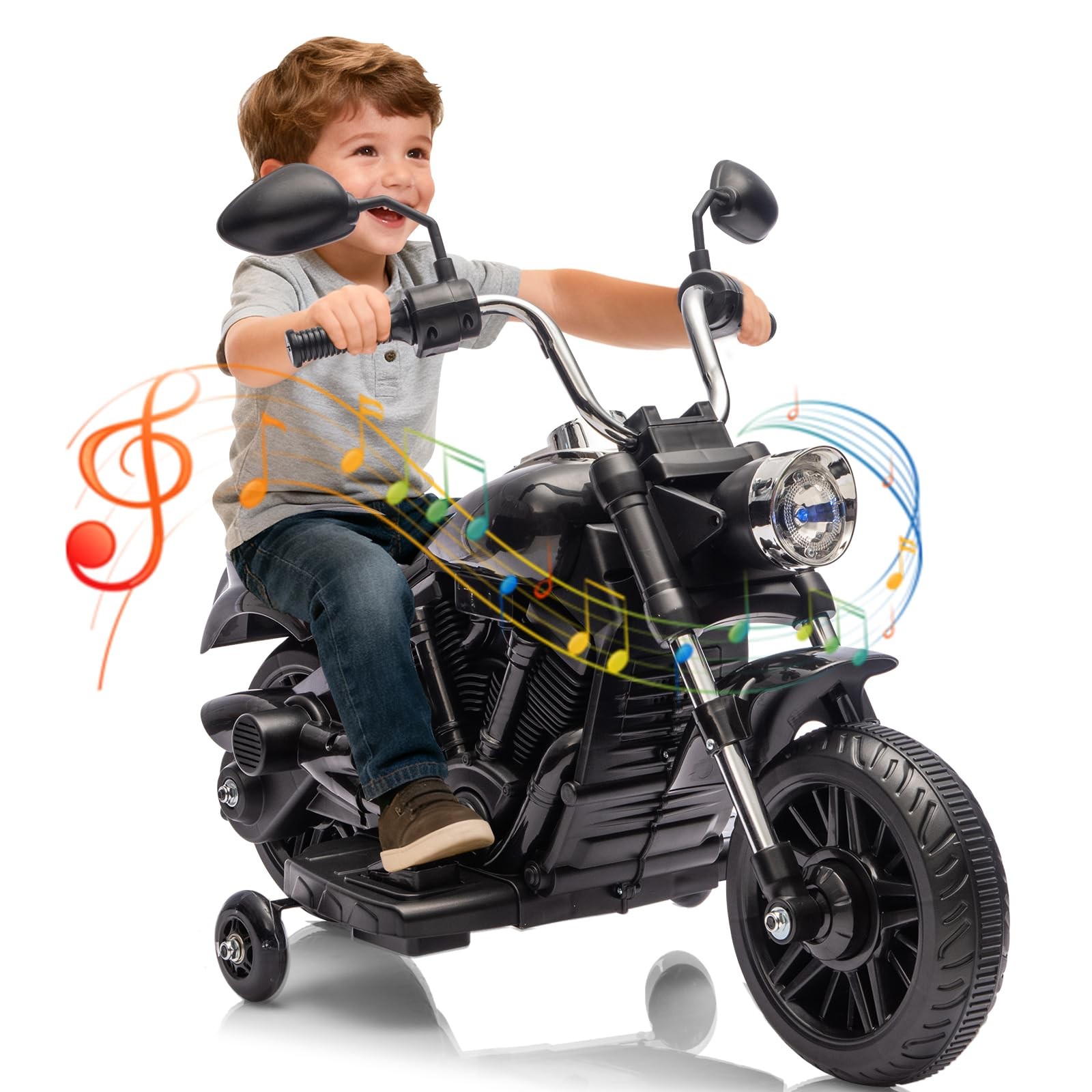 Kids Motorcycle,12V Electric Motorcycle,Ride On Motorcycle w/Training Wheels