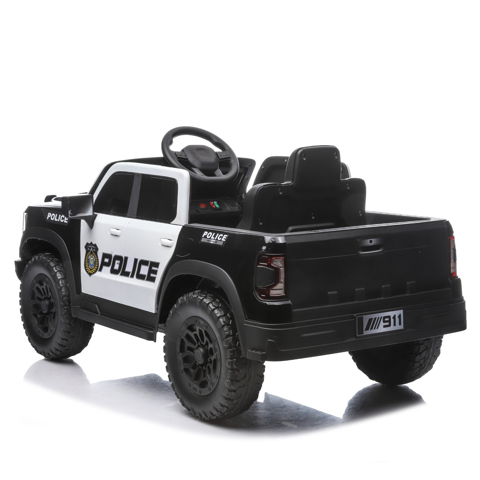 Kids Ride On Police Car 12V Dual Motors Remote Control Music Lights