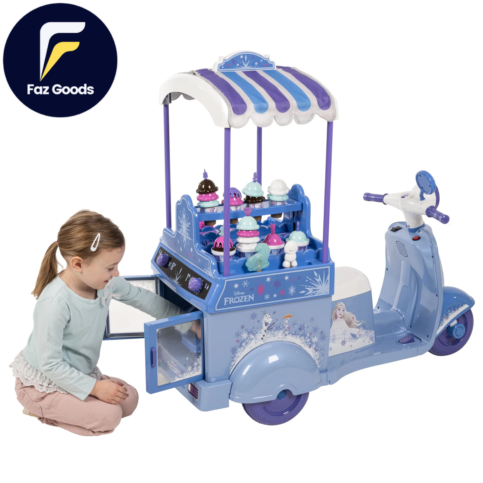 6V Disney Frozen Ice Cream Cart Battery Ride-On Toy Ice Cream Toys