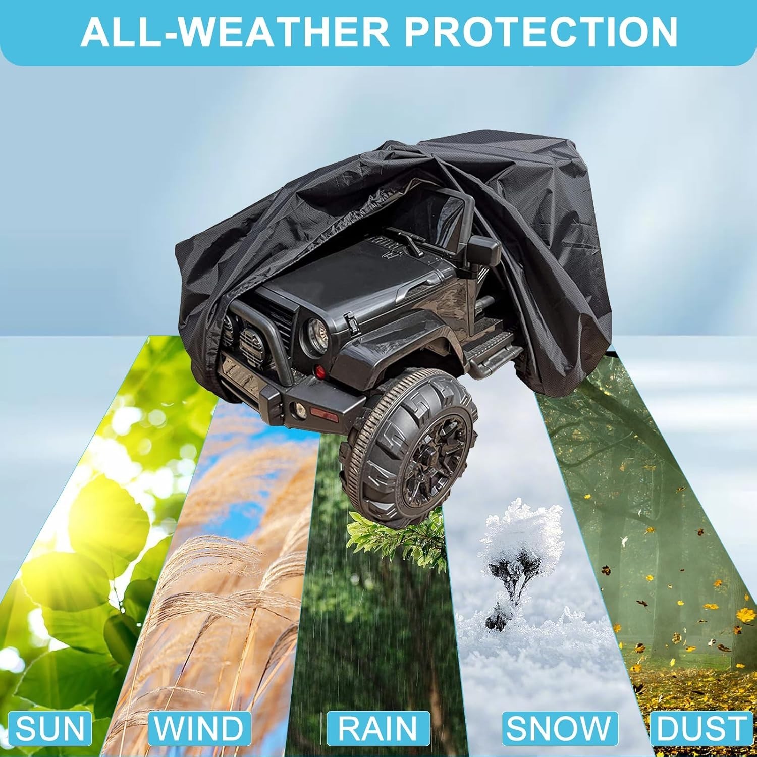 All-Weather Toy Car Cover for Kids – Large 55″x33″x32″ – Windproof & Waterproof