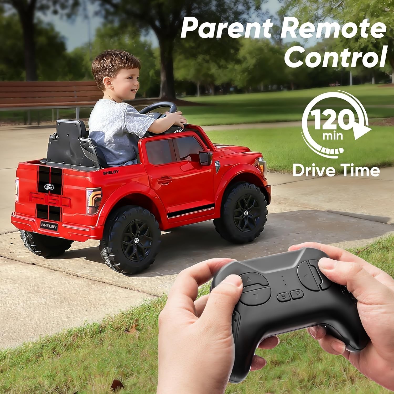 Hikiddo Licensed Ford Shelby F-150 Kids Ride on Car Truck, 12V Toddler Electric