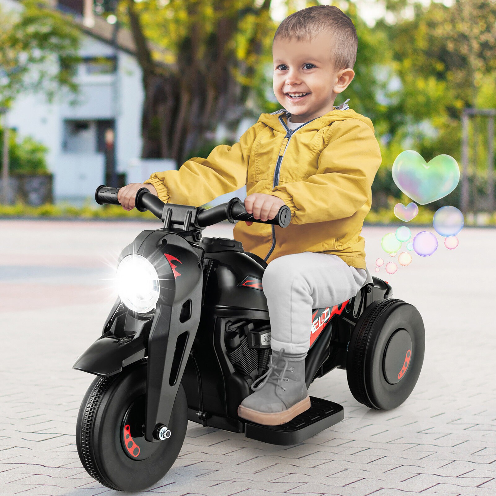 6V Kids Bubble Car Electric Ride on Motorcycle w/Music Button, Headlight Black