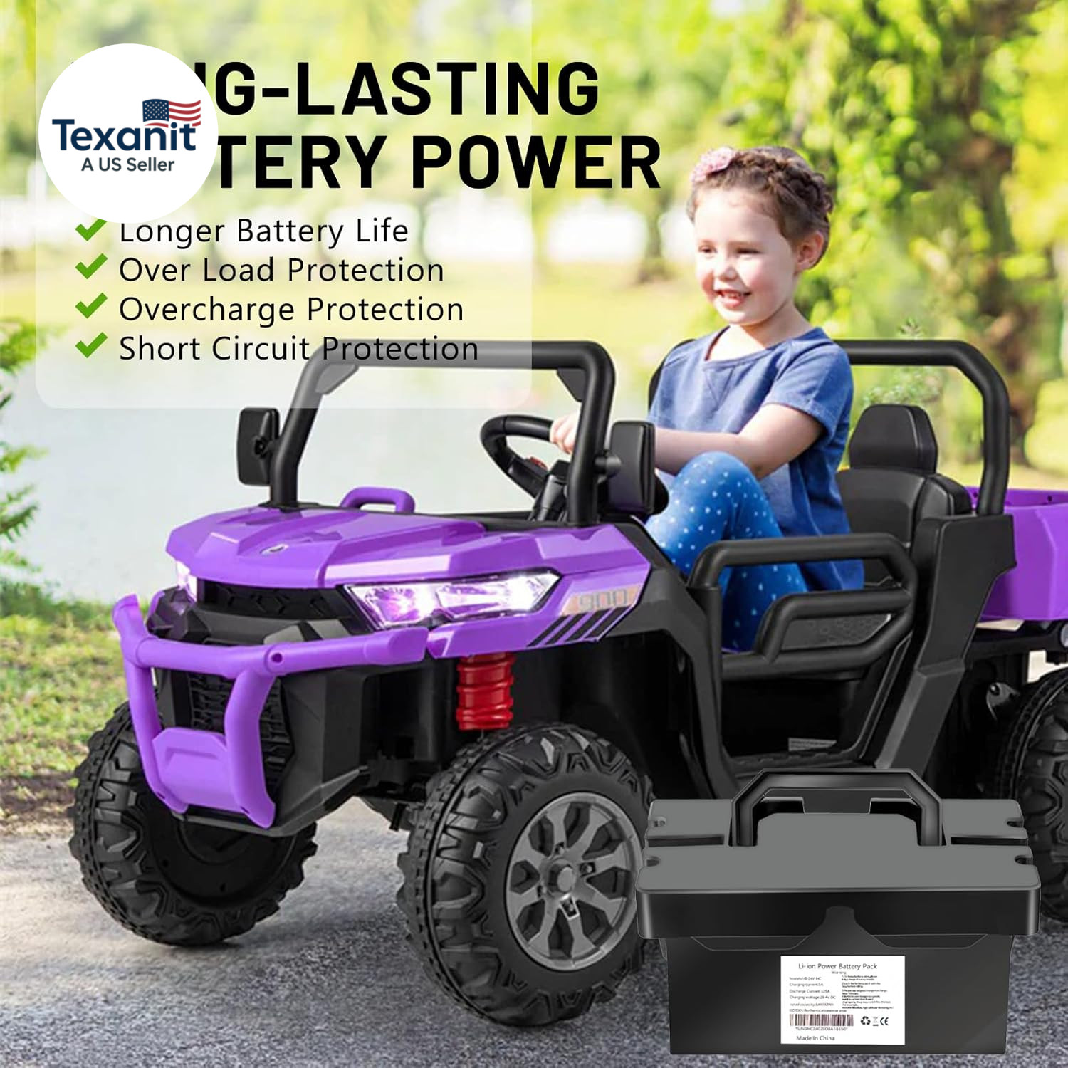 24V8Ah Lithium Battery for Ride-On Toys & Cars, Compatible with Dynacraft Realtr