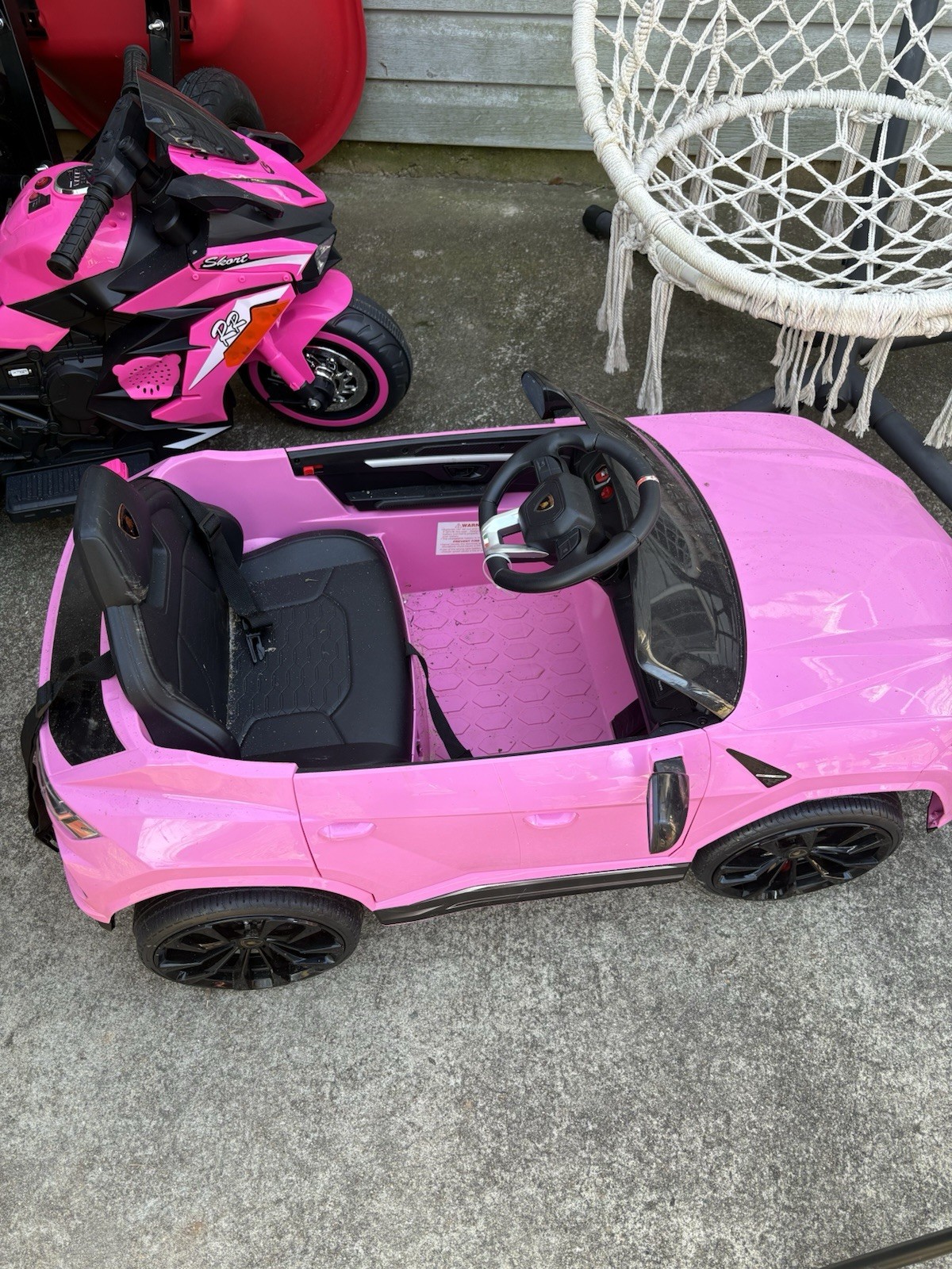 Pink Battery-Powered Kids Ride-On Toy Vehicles Lot: Car & 3-Wheel Trike 3-7