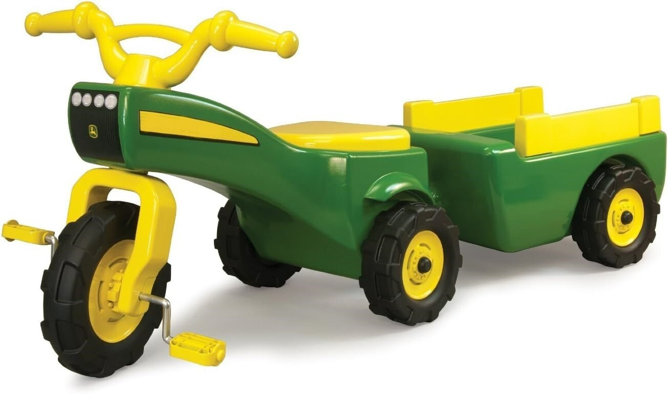 Farm Tractor and Trailer Pedal Ride-On Toy for Kids Gift