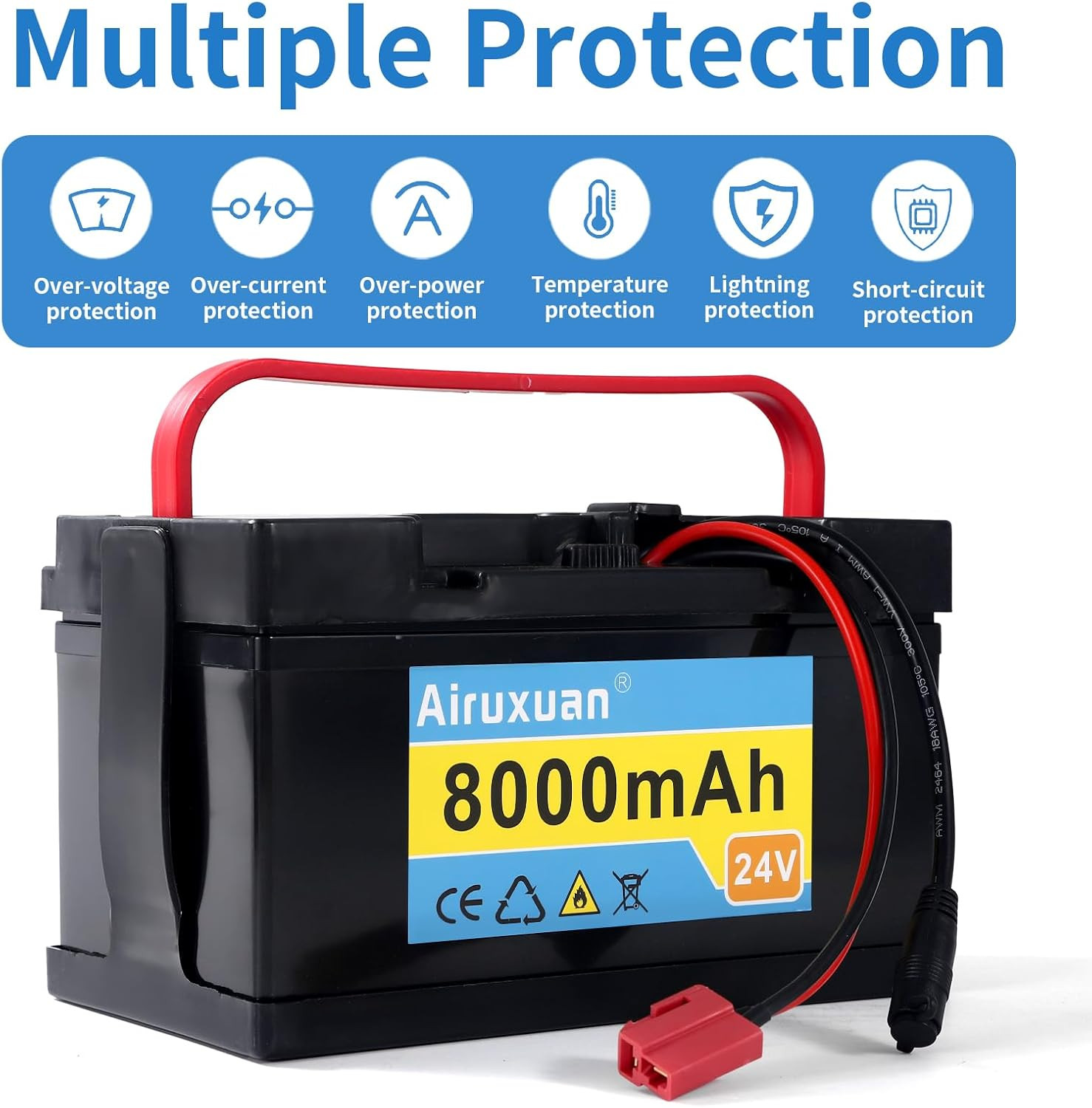 24V 8Ah Lithium Battery for Kids Ride-On Cars & Power Wheels, 25A BMS, 2A Charge