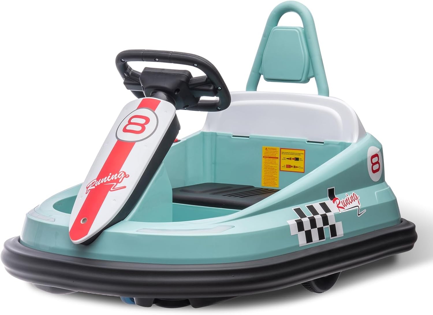 Kids Electric Bumper Car 6V, 1.9mph, Music/Horn, Seat Belt, Anti-Flat Tires