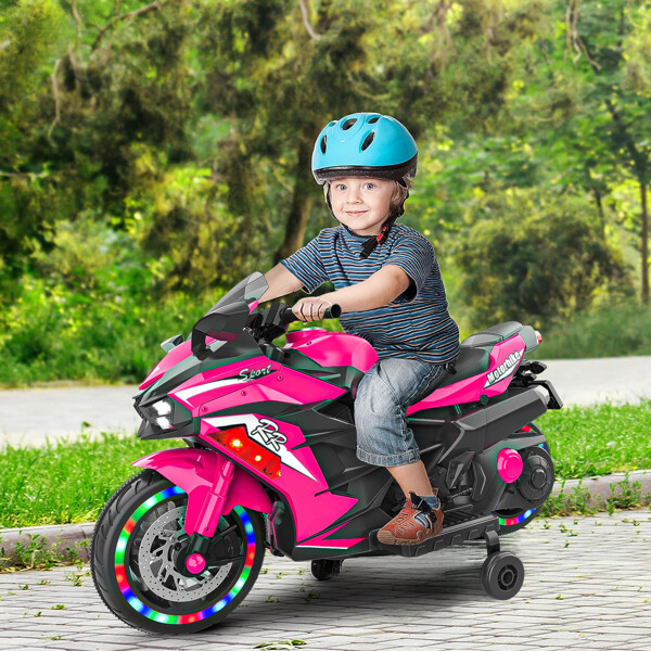 Kids Ride On Dirt Bike 12V Electric Motorcycle Training Wheel Light Music Gift