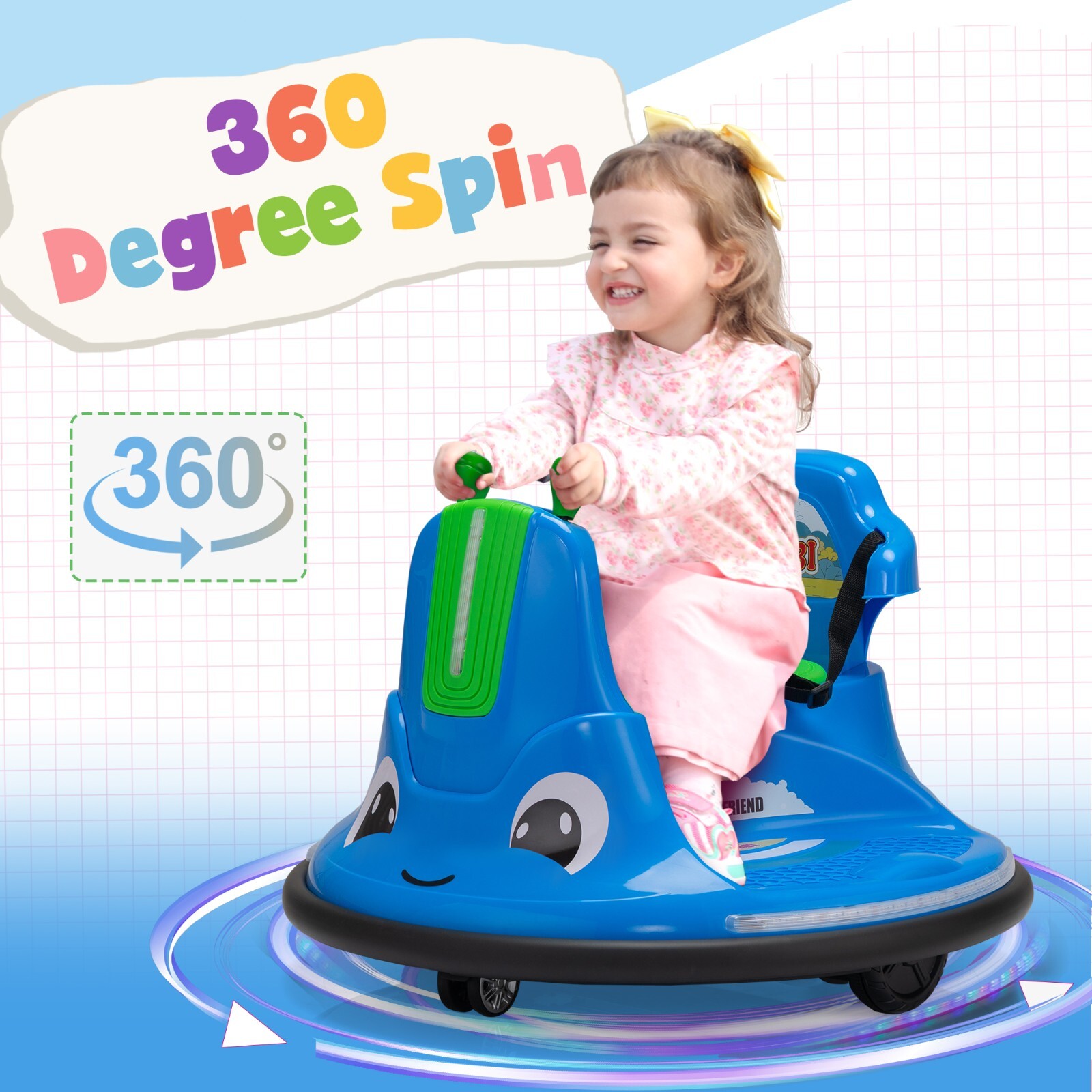 TOBBI 360° Spinning Ride on Bumper Car Electric Vehicle w/Remote Control Spin