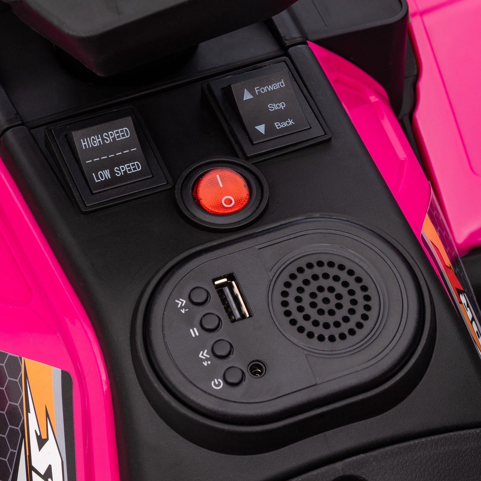 Aosom 12V Kids ATV w/ Forward Backward Function Music, Headlights, Pink