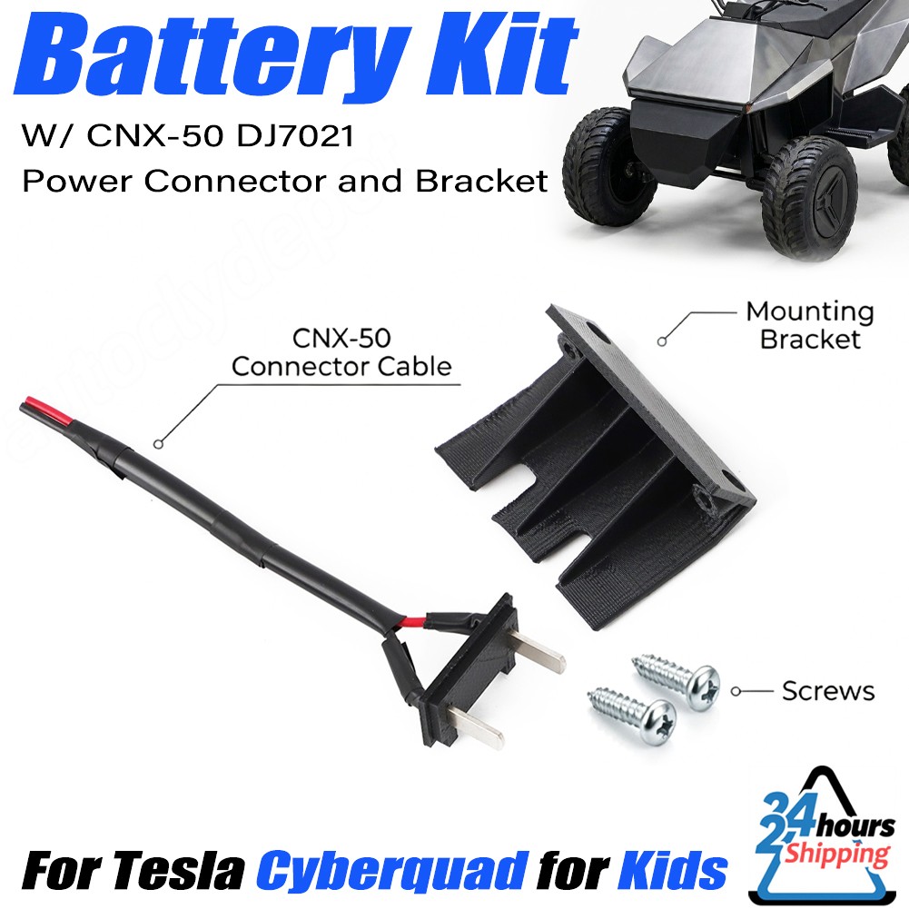 For Tesla Cyberquad Kids Battery Kit w CNX-50 DJ7021 Power Connector and Bracket