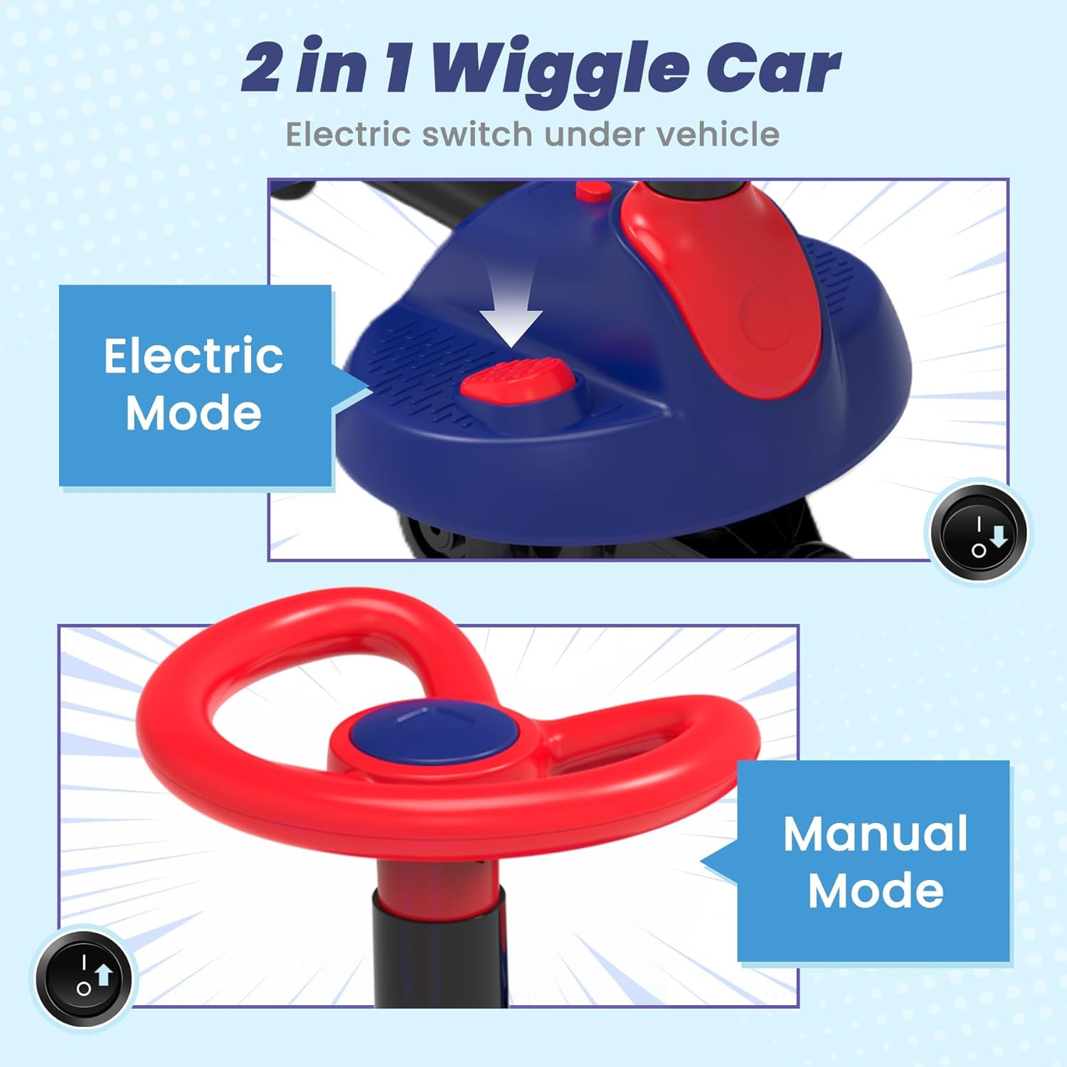 Electric Wiggle Car for Kids,6V Wiggle Car with LED Flashing Wheels & Music Spea