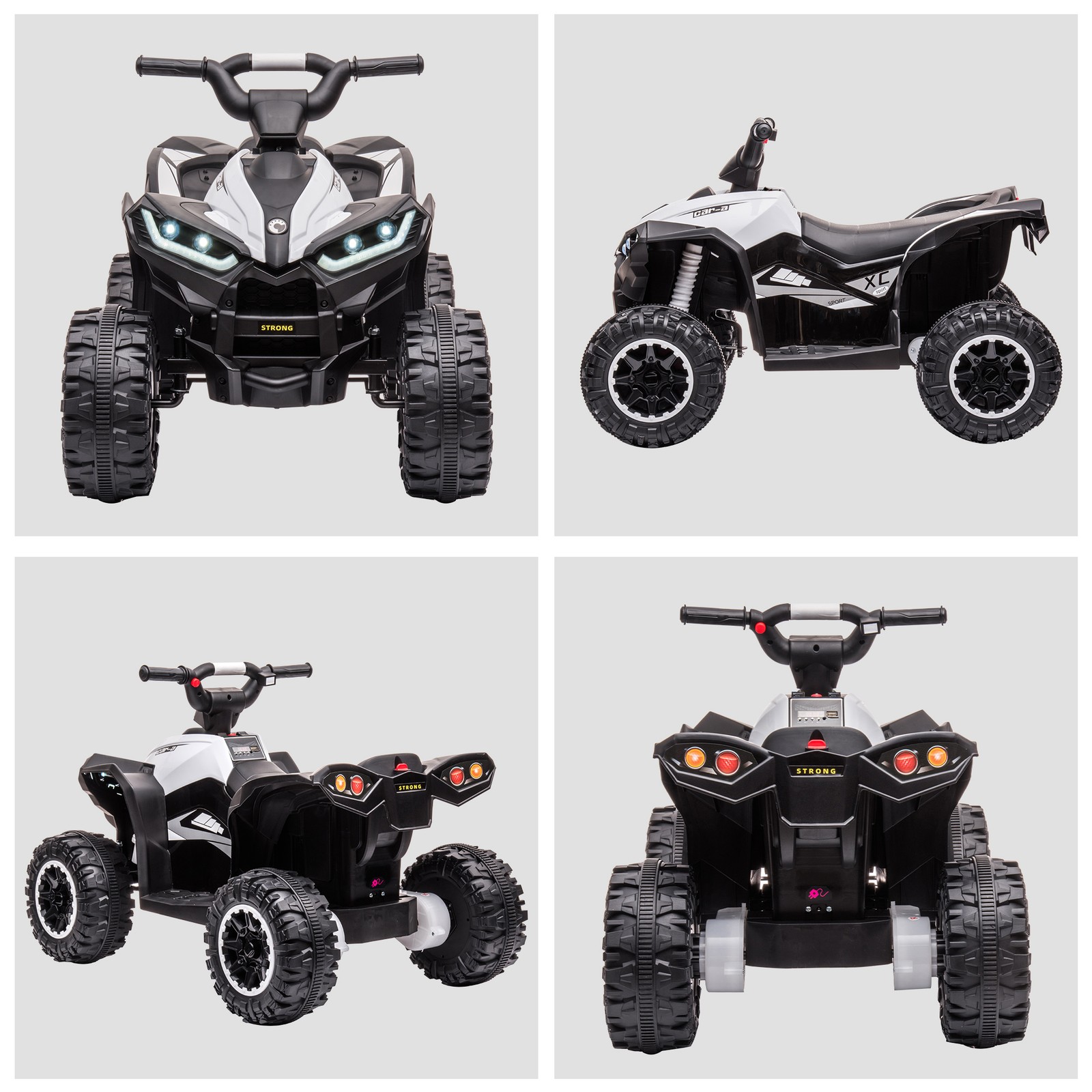 12V Kids ATV Quad Car with Forward & Backward Function, White