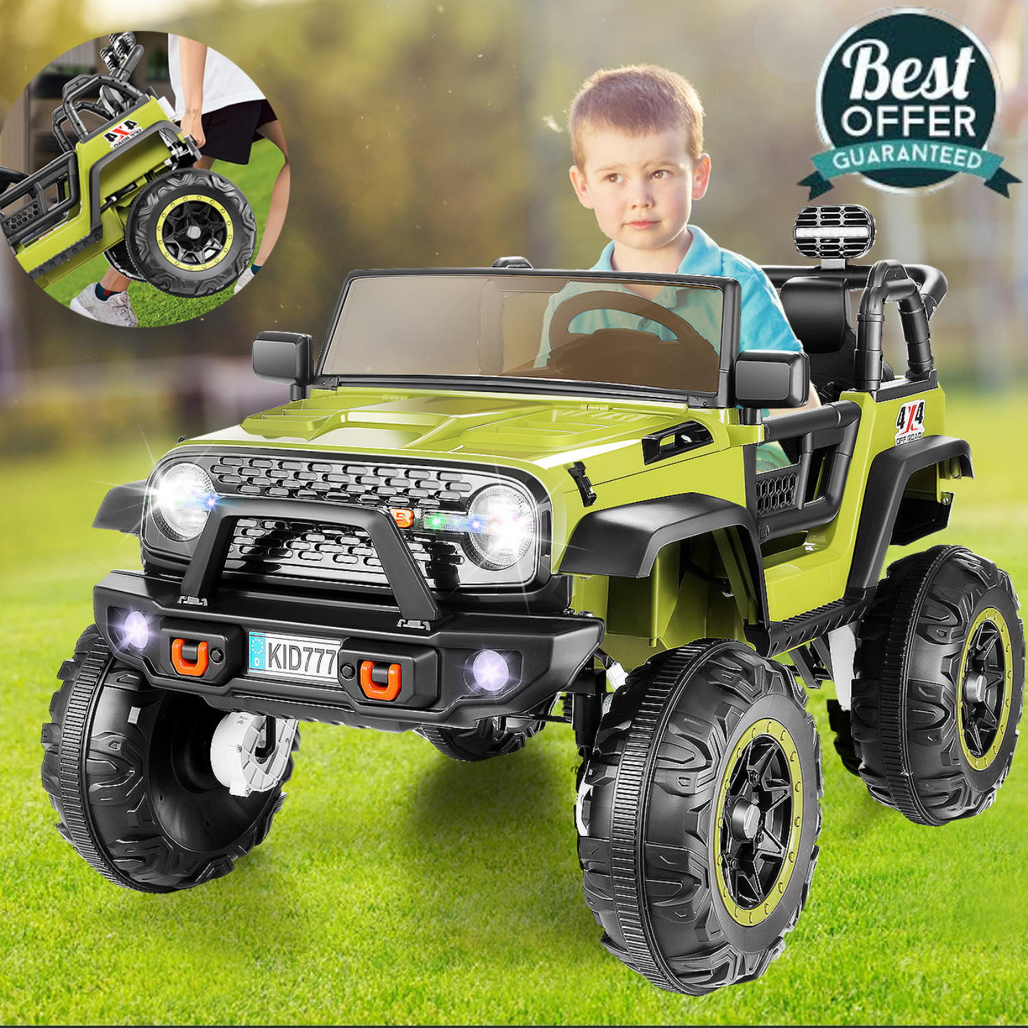 24V Kids Car Toy Ride on Truck Power Wheels w/Remote 2.4G Bluetooth LED Lights-