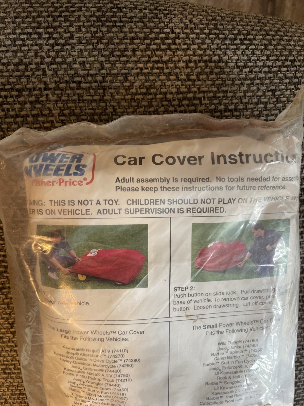 Vintage 1999 Power Wheels by Fisher Price Small Ride On Car Cover RED PW106-51