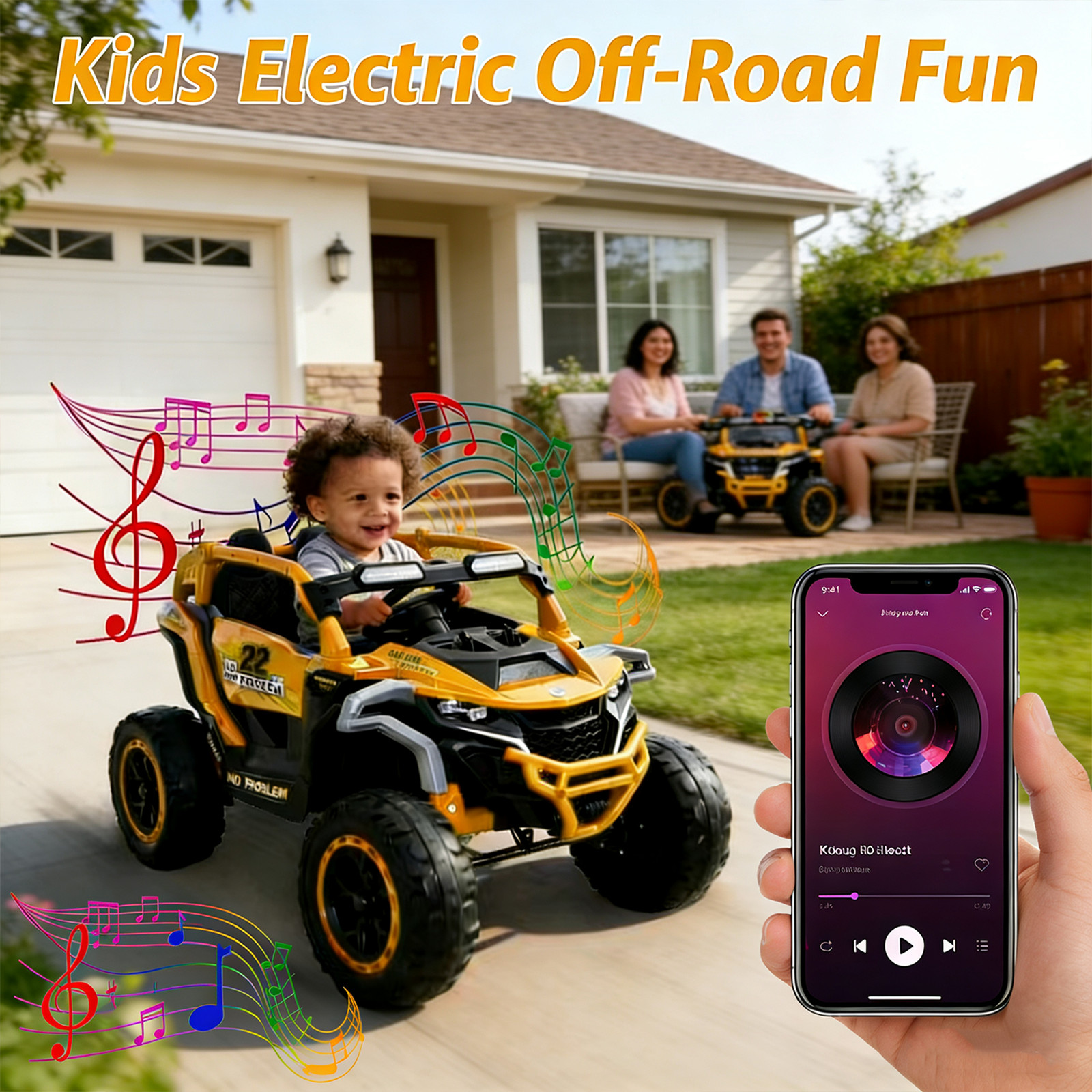 12V Ride on Models Truck Car Kids Electric 2 Seater UTV For 3-6 Years Old Yellow