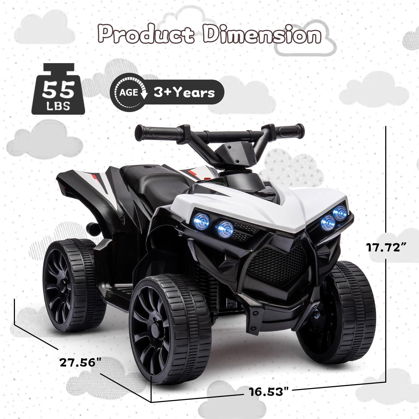 6V Kids Electric ATV 4 Wheeler with Music Lights 1.8 MPH Ride-on Toy Foot Pedal