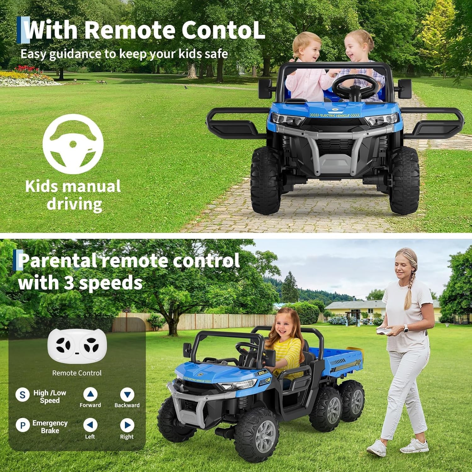 Kids Ride on Car Truck Toys 24V Electric Tractor+Remote, Christmas Gift