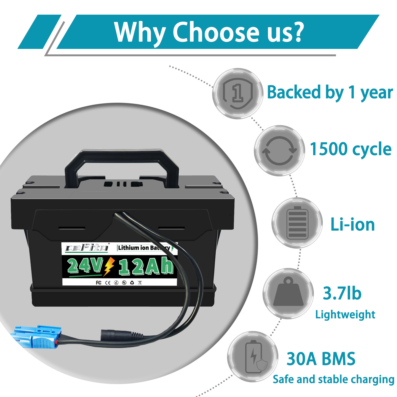 24V 12Ah Lithium Battery for Power Wheels 24V Battery for Kids Ride-On Cars Toys