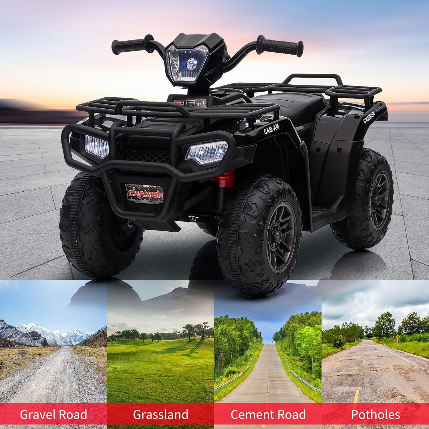 12V Kids Ride-On ATV Electric Vehicle for Toddlers 2 Speed LED Lights Music USB
