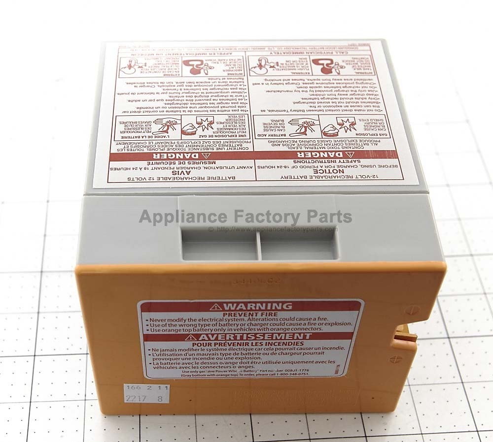 Appliance Factory Parts 00801-1857 ORANGE BATTERY FOR SMART CAR