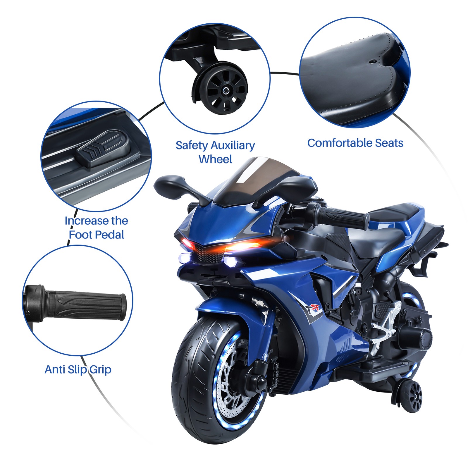Electric Motorcycle for Kids, Speed Up to 9mph Ride-On Motorcycle for Children