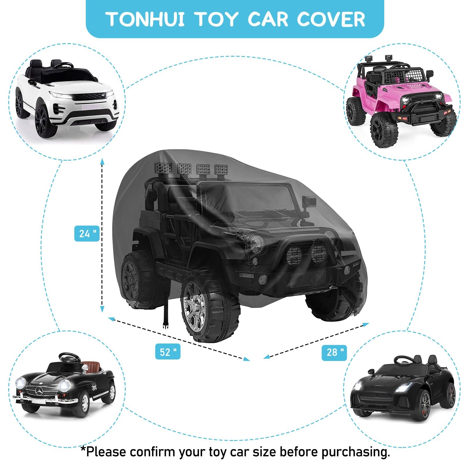 tonhui Kids Ride-On Toy Car Cover, Outdoor Wrapper Resistant Protection for E…