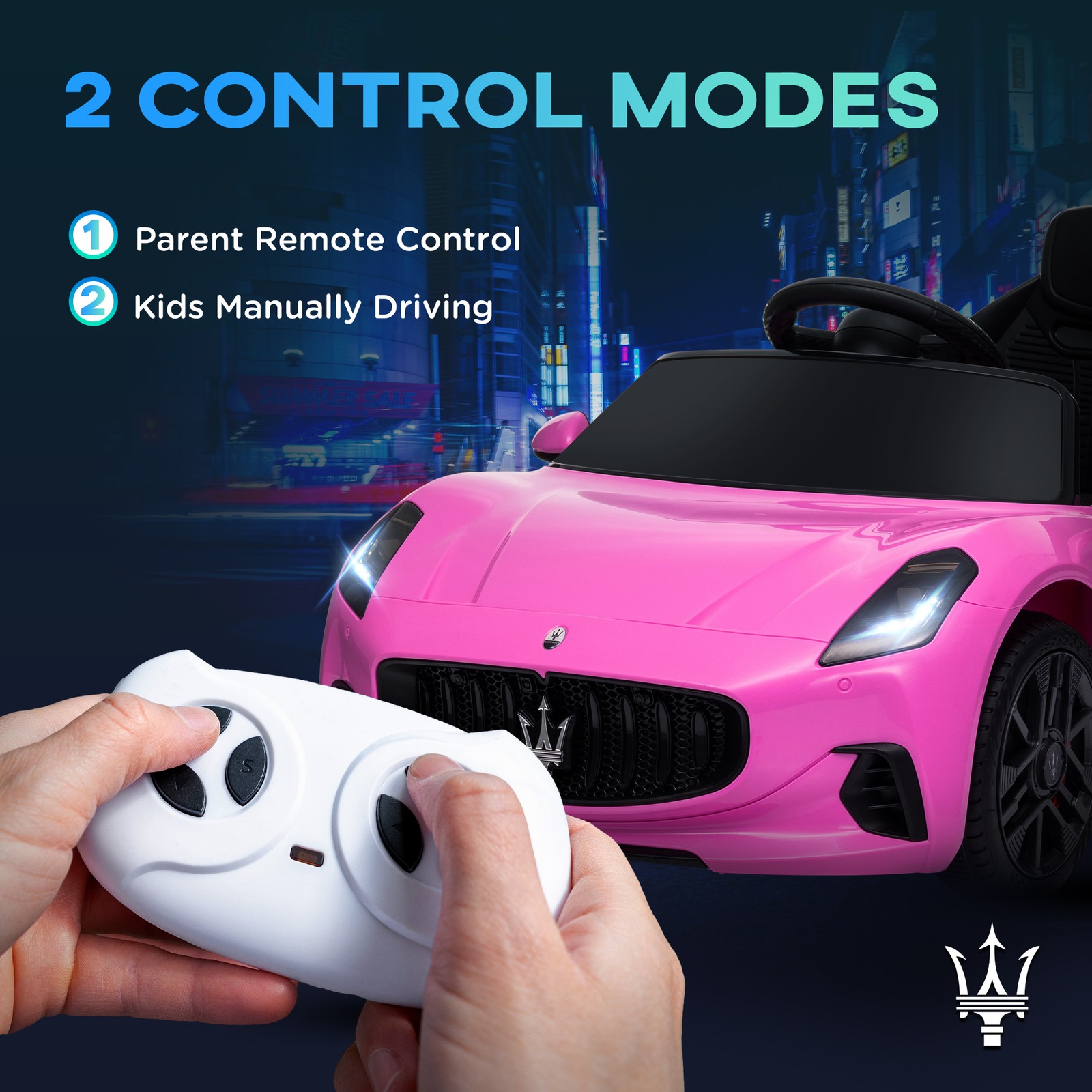 12V Kids Electric Car Licensed with Auxiliary Wheel, Remote, Pink