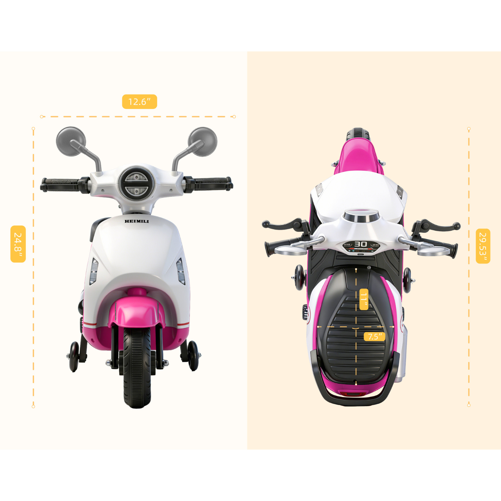 6V Kids Electric Motorcycle ride on Motorbike Age for 1-4 w/ Training Wheels LED