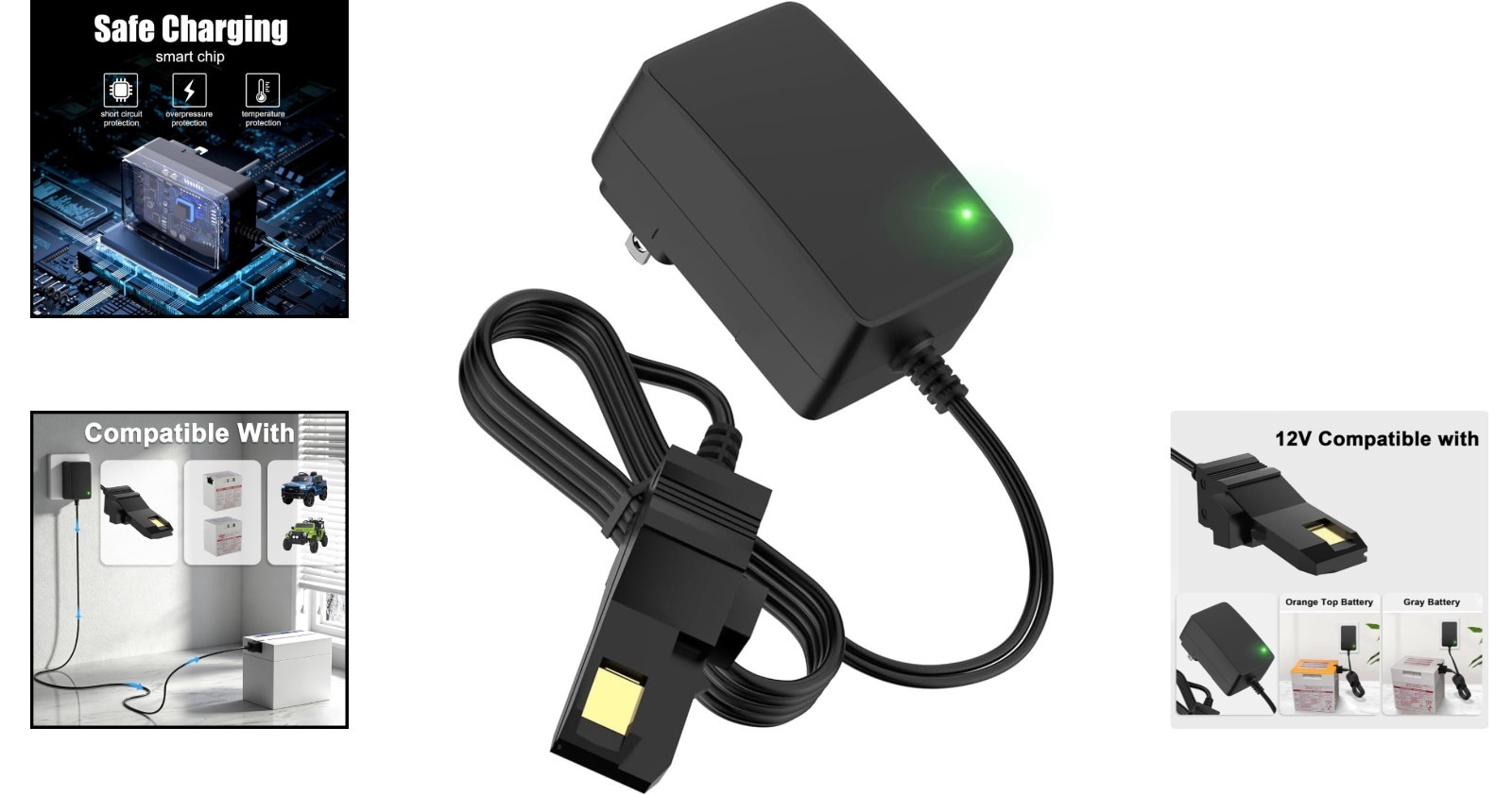 Replacement 12V Charger for Power Wheels – Includes Charging Indicator & Cord