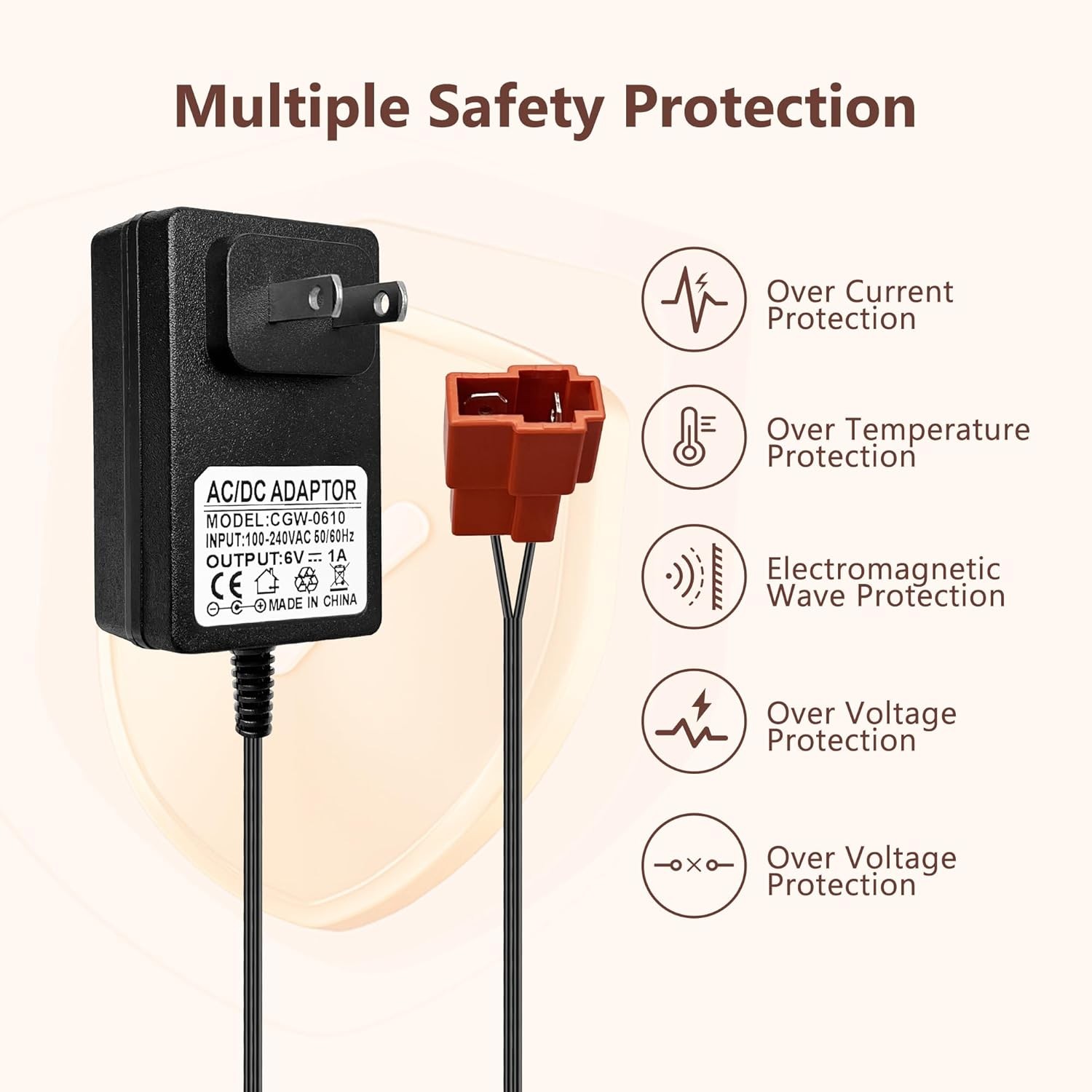 6 Volt Battery Charger for Kids Electric Car, Compatible with Minnie Mouse, BMX