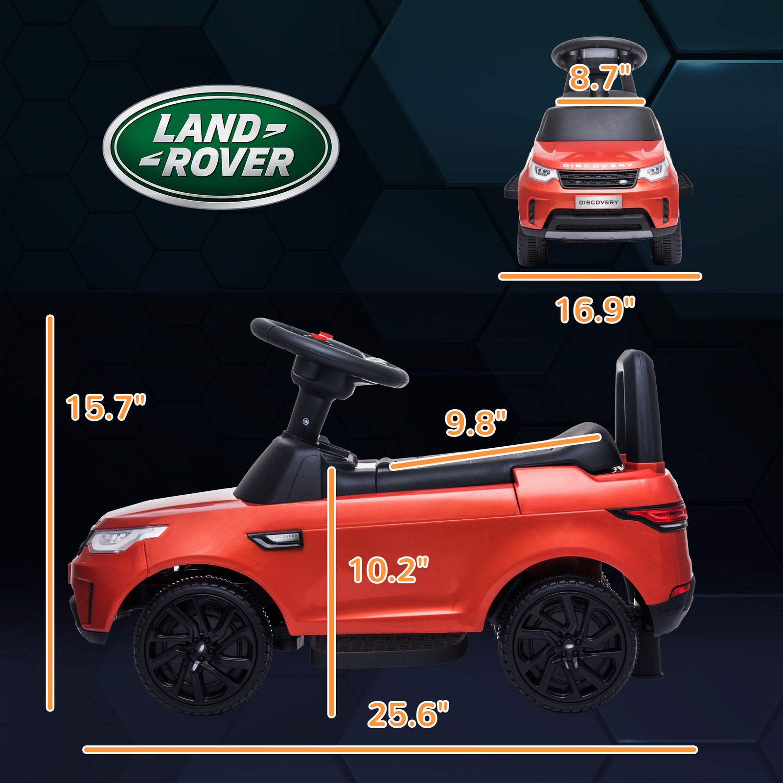 Qaba 2 in 1 Land Rover Licensed 6V Ride On Car, Sliding Car, Red