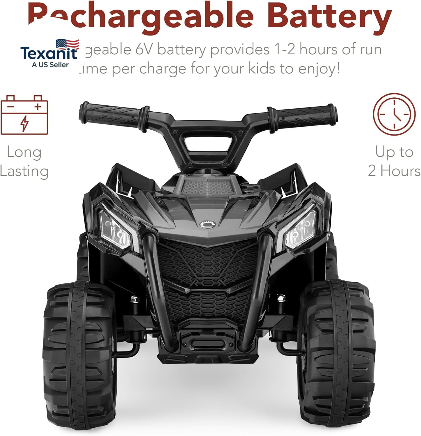 6V Kids Ride on Toy, 4-Wheeler Quad ATV Play Car W/ 1.8MPH Max Speed, Treaded Ti