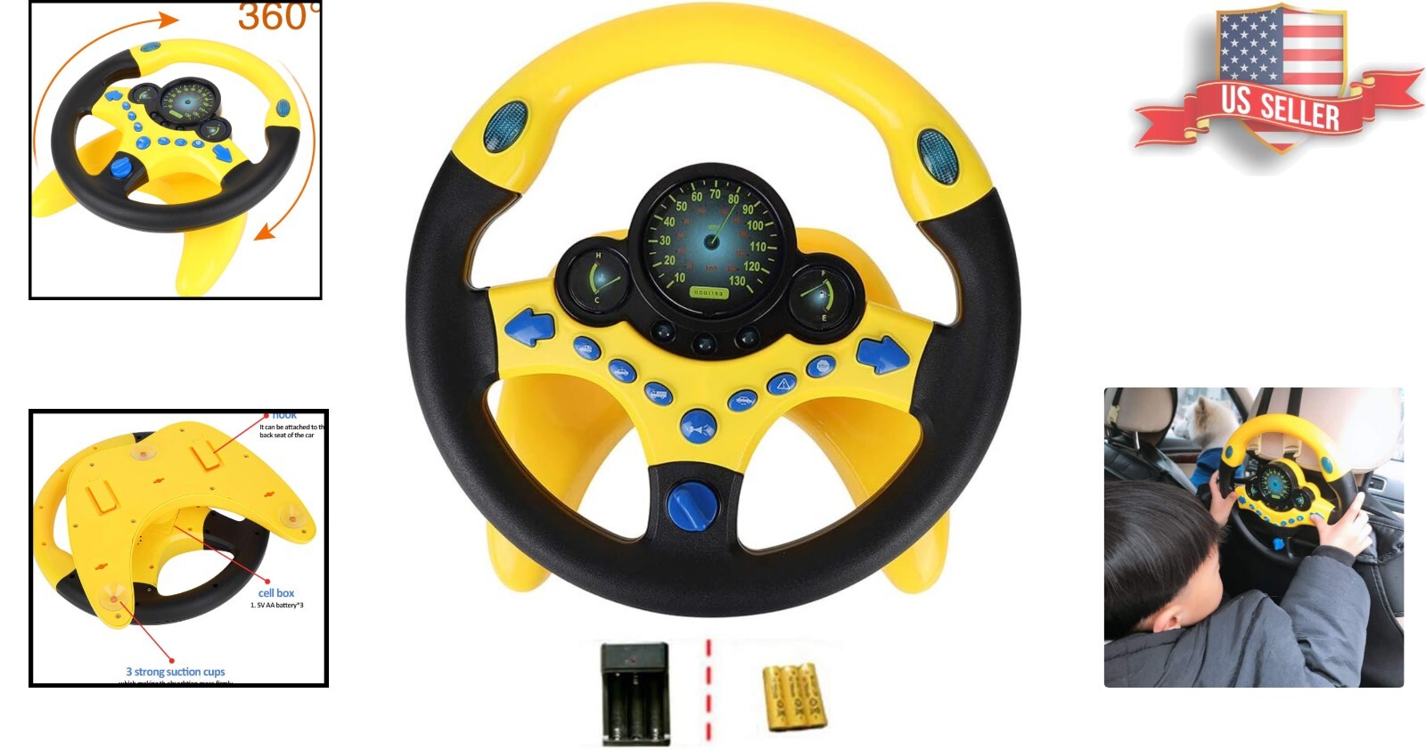 Portable Simulated Driving Steering Wheel Toy for Educational Fun & Imagination