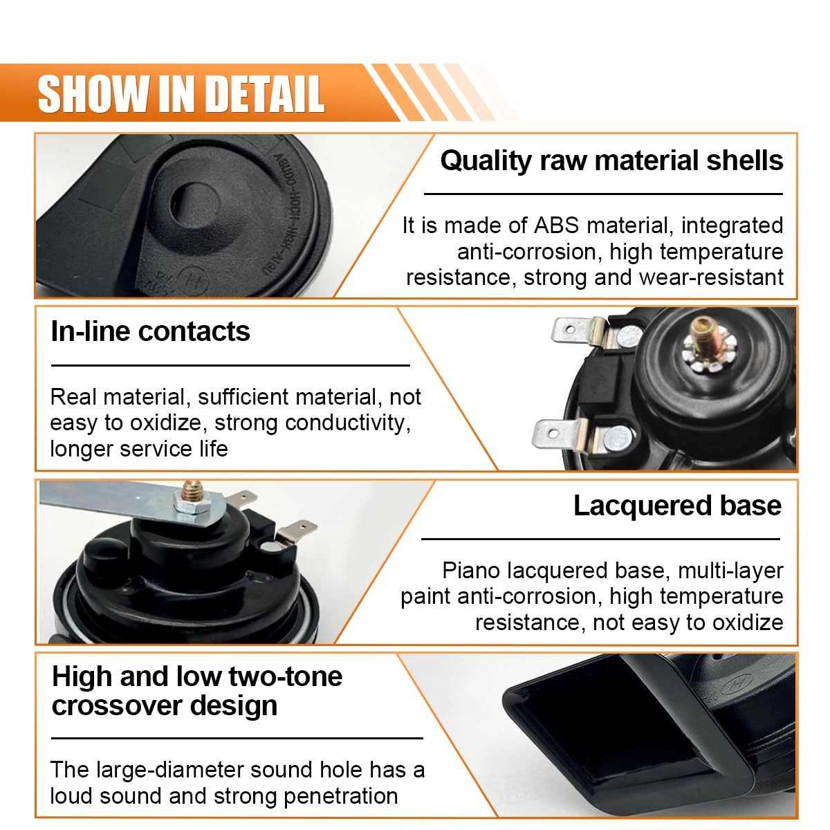 Snail Car Horn, 12V Super Loud High Low Tone Electric Waterproof Horn Kit, Lo…