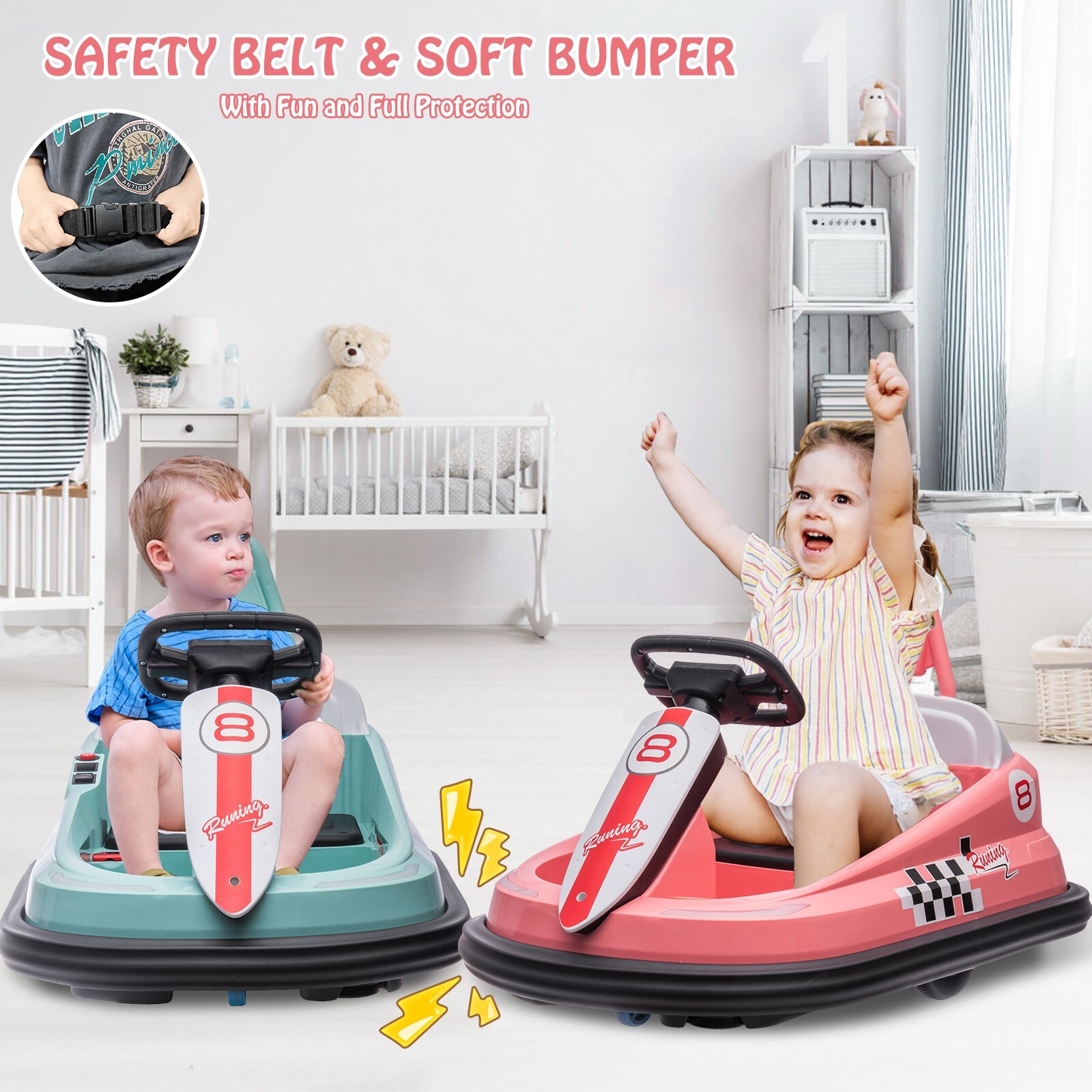 6V Electric Bumper Car for Kids 360° Rotation Ride On Bumper Electric Car Toys