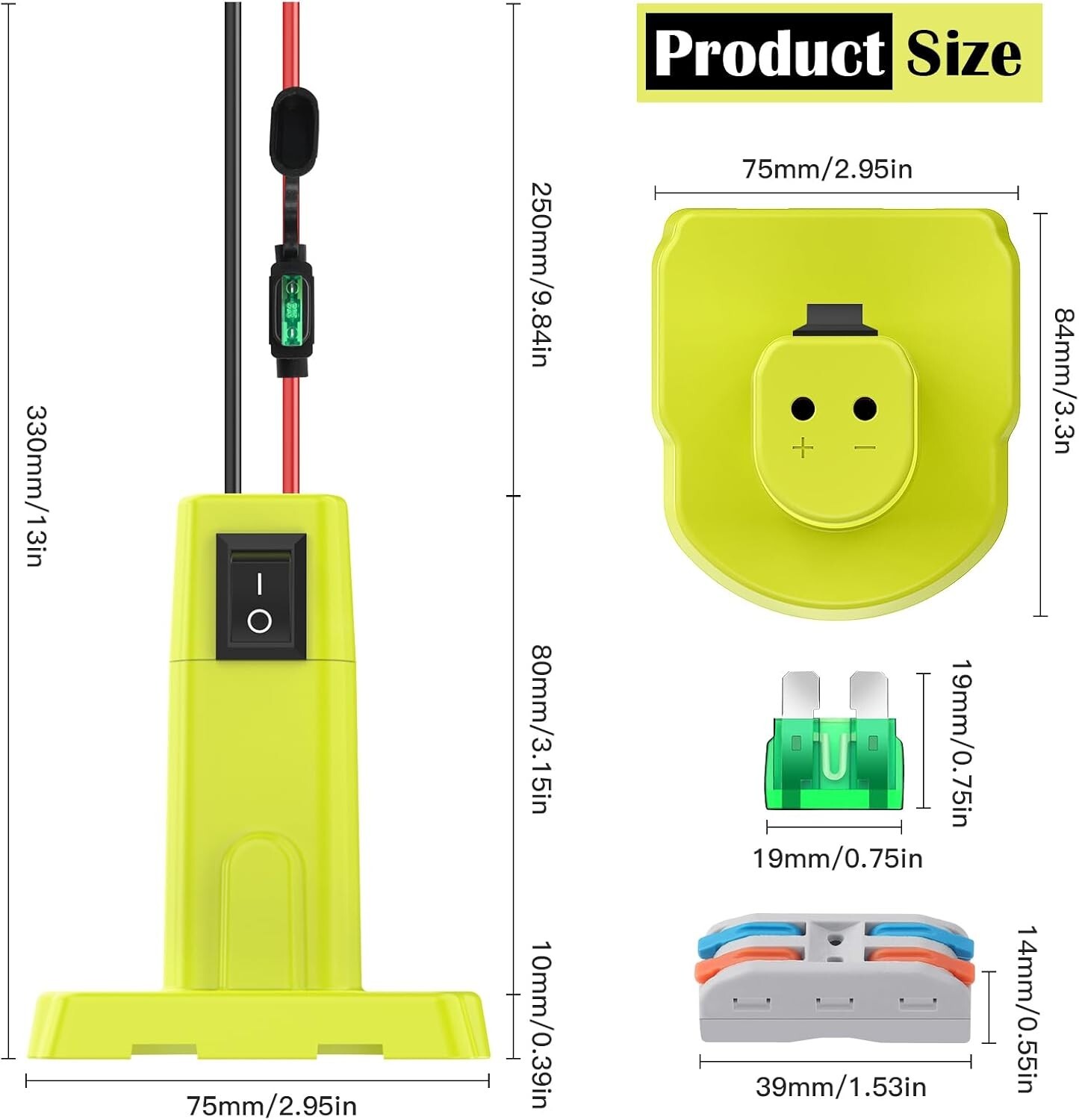 Ryobi 18V Power Wheels Battery Adapter Kit – 30Amps, 12AWG Wire, Switch Included