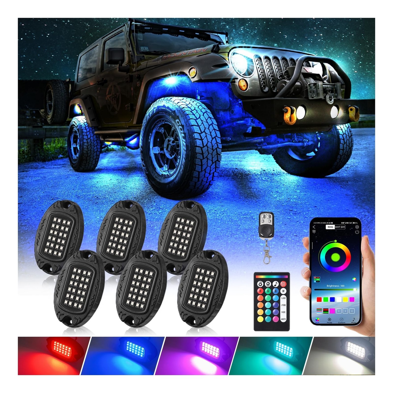 6 Pods Alloy LED Rock Lights for UTV ATV Golf Cart Truck RZR Offroad, Upgrade…