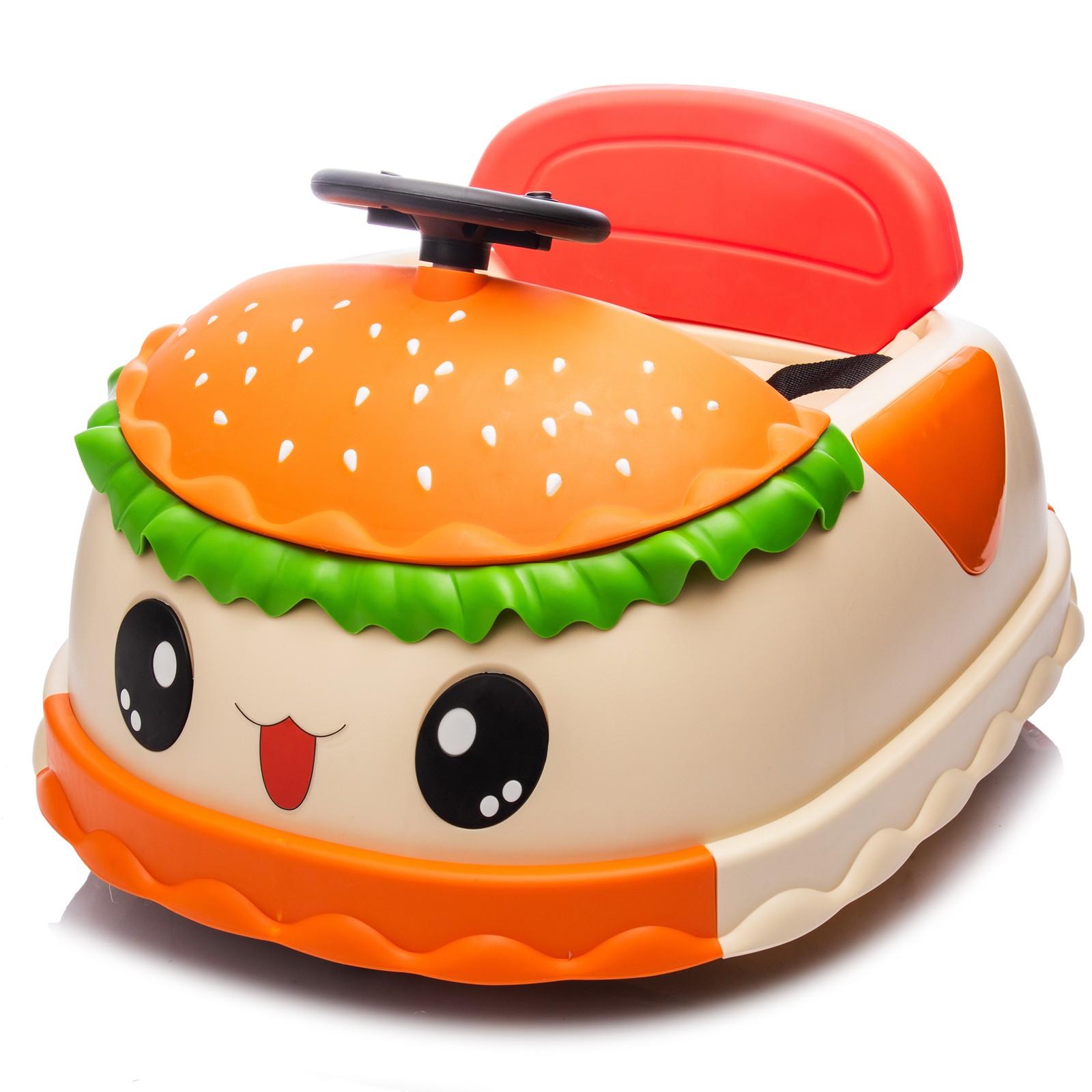 12V Kids Ride On Electric Bumper Car Cute Hamburger Design Storing Space For 2-5