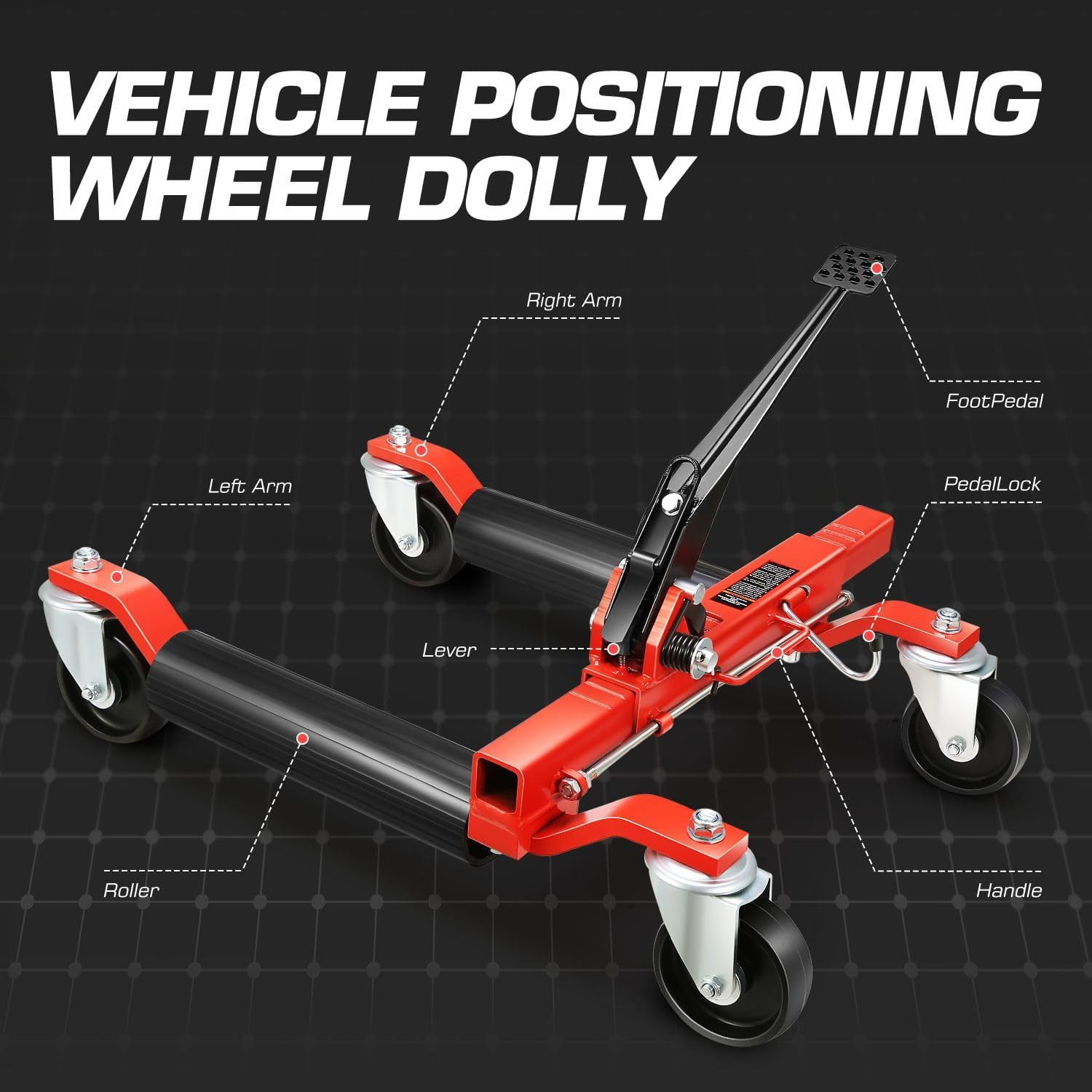 Heavy Duty 2Pcs Car Wheel Dolly Jack Set – 1250 Lbs Vehicle Positioning Skates