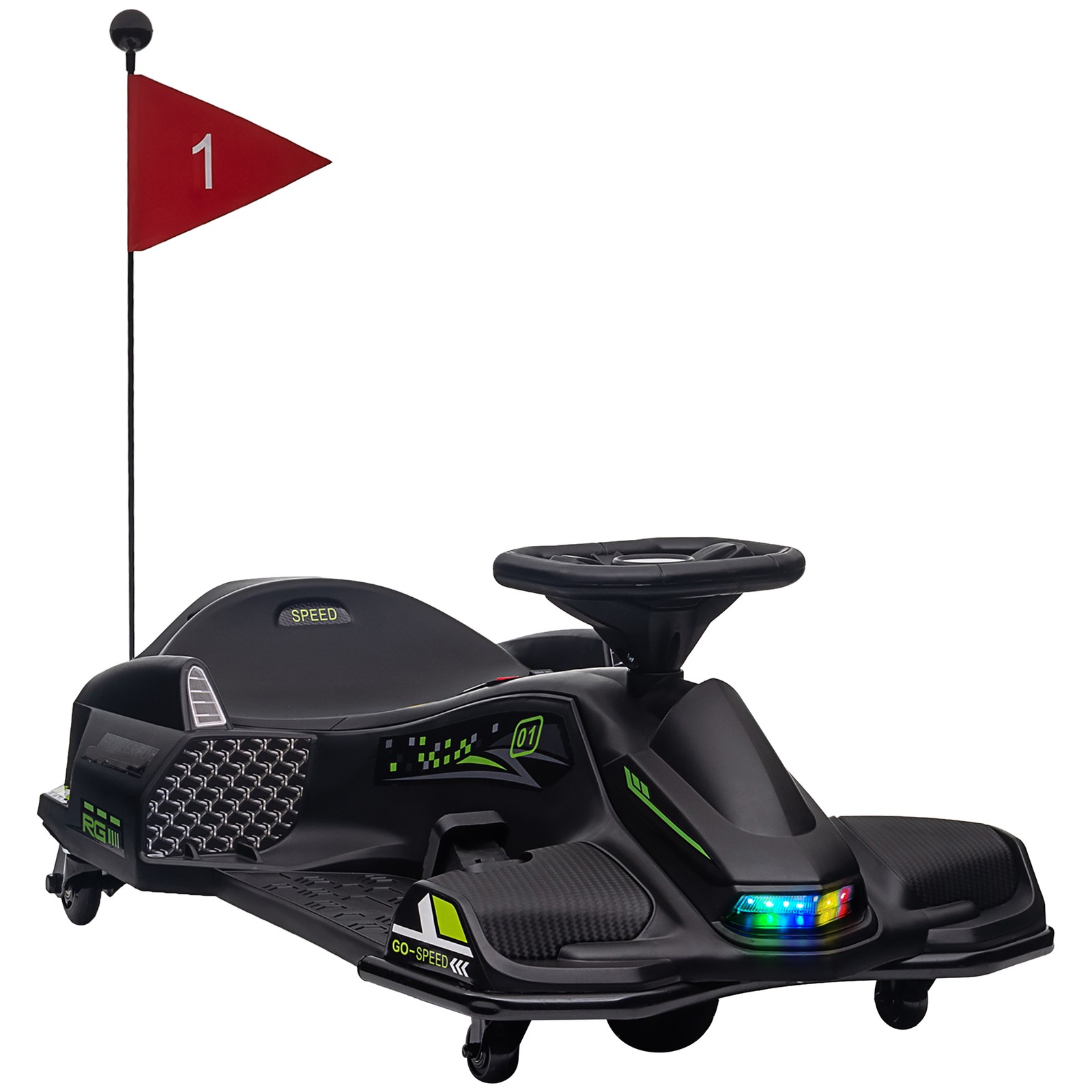 12V Electric Drifting Go Kart w/ Slow Start, Music, Lights, Pink