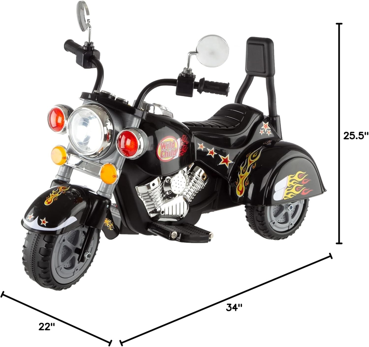 Stylish Black Kids Ride-On Motorcycle with Headlights & Forward/Reverse Action