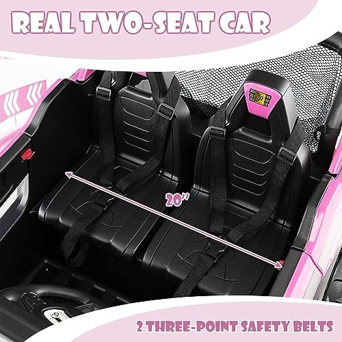 2 Seater Ride on Car for Kids, 12V UTV Kids’ Electric Vehicles Bright Pink