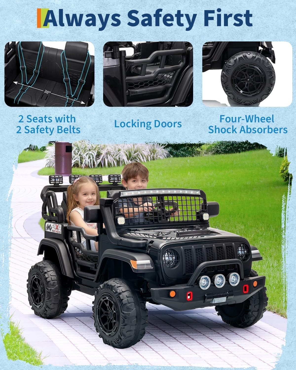 Kids 24V Ride on Toys,2-Seater Electric Ride on Car Truck,Gifts for Boys Girl