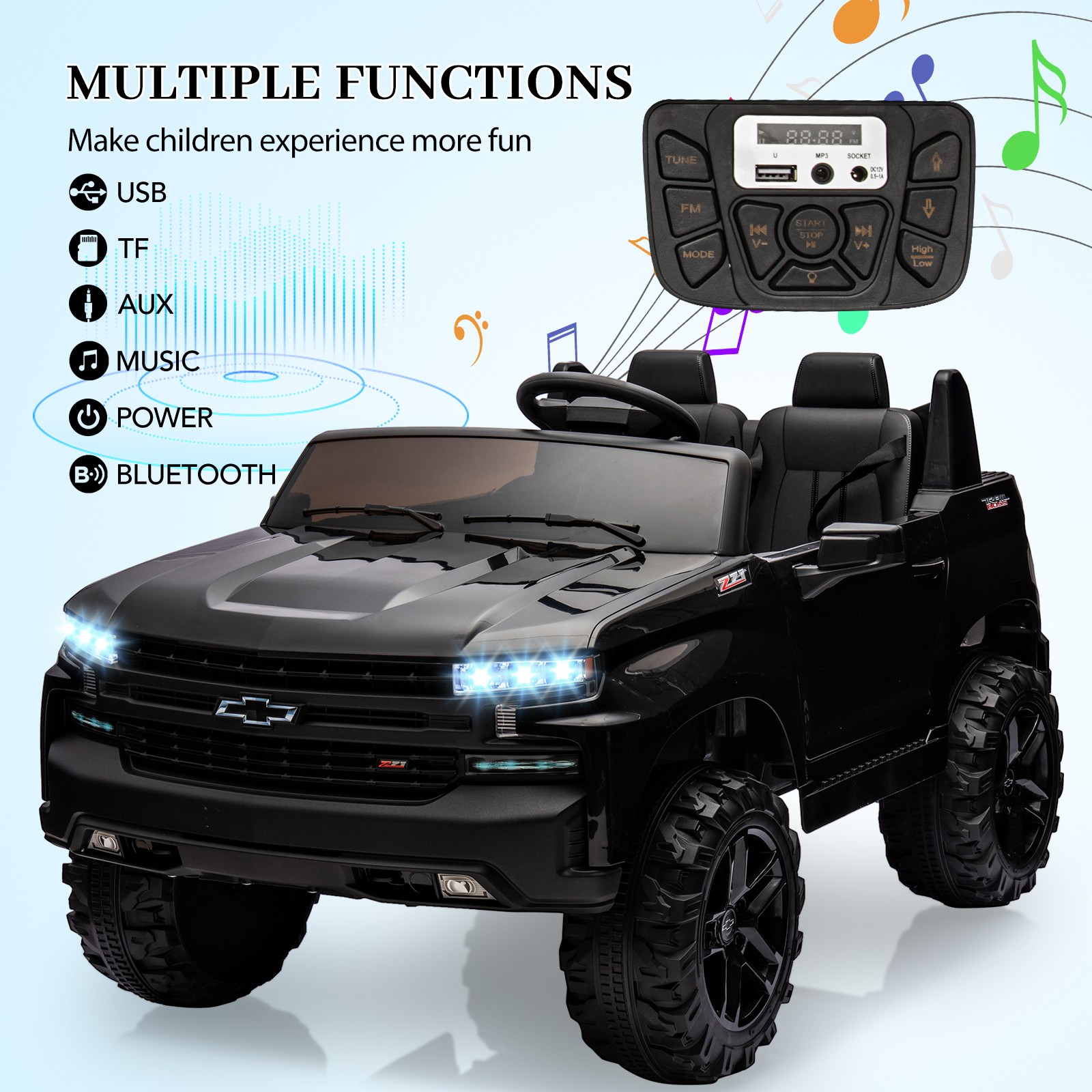24V 9Ah 2 Seater Ride on Car Toys Licensed Chevrolet Silverado w/Remote Control