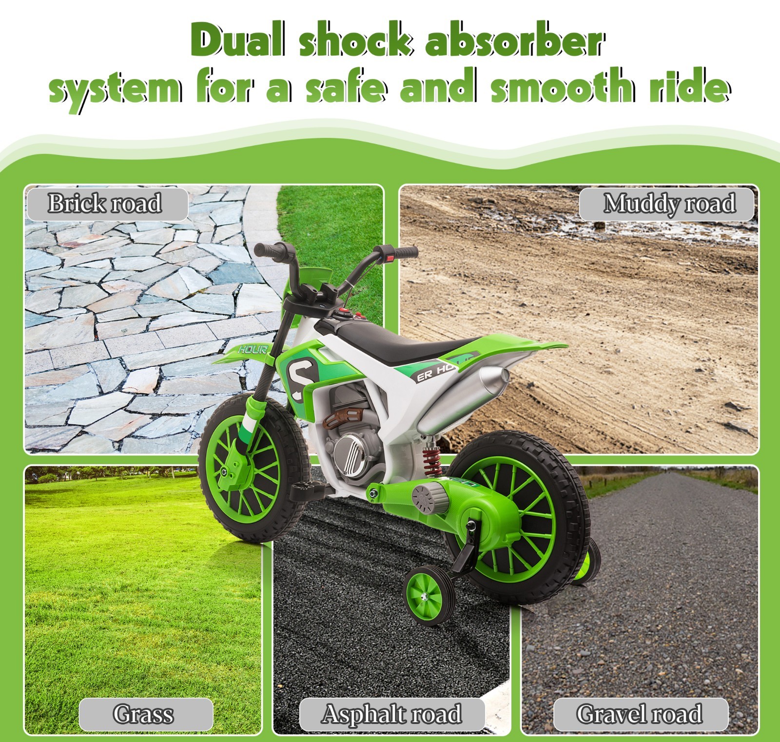 TOBBI Electric Motorcycle for Kids 12V Dirt Bike Ride on Toy Battery Motorbike