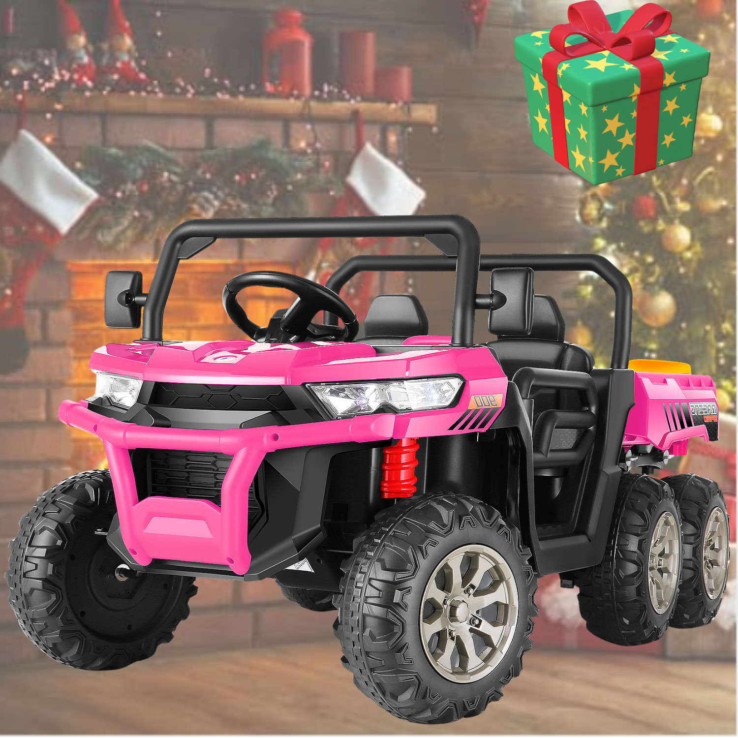 24V 4WD Kids Ride on Dump Truck with Remote Control, 2 Seater Electric Car Toy@