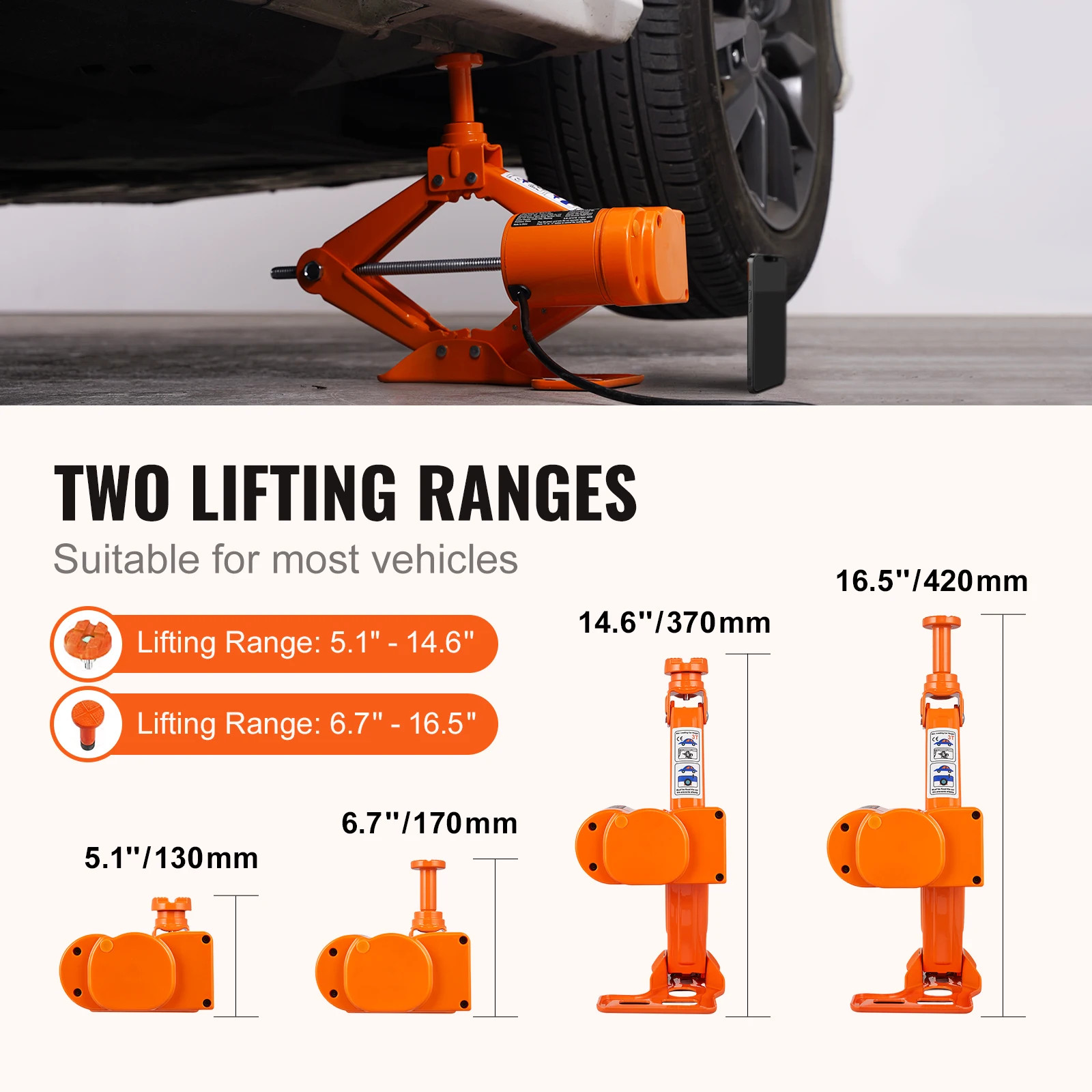 SucceBuy Electric Car Jack 3 Ton/6600lbs 12V Electric Scissor Jack Portable Car